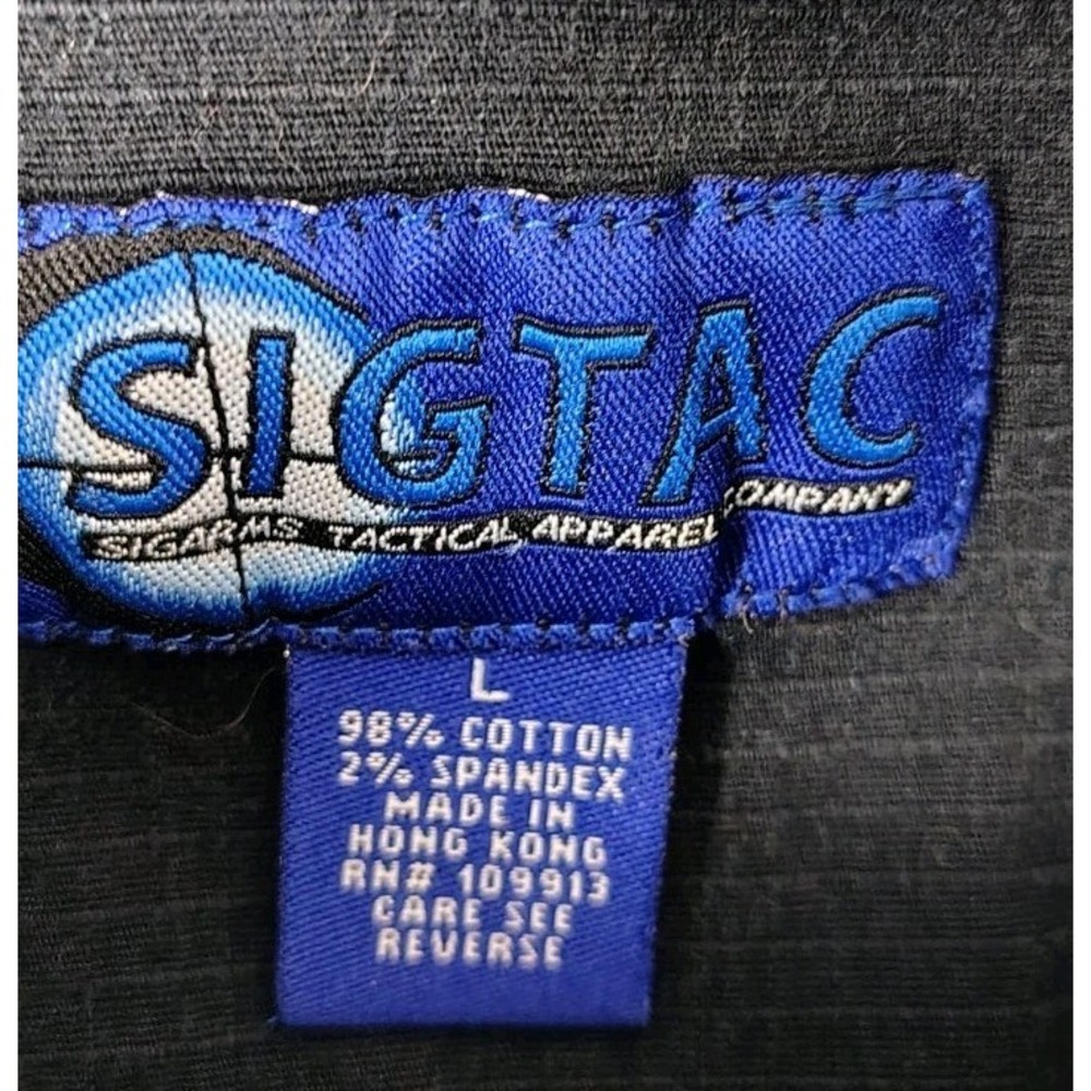 SIGARMS SIGTAC Ripstop Cotton Sport Shirt Shooting Pad Hunt Mens Sz LG Black - Picture 10 of 10